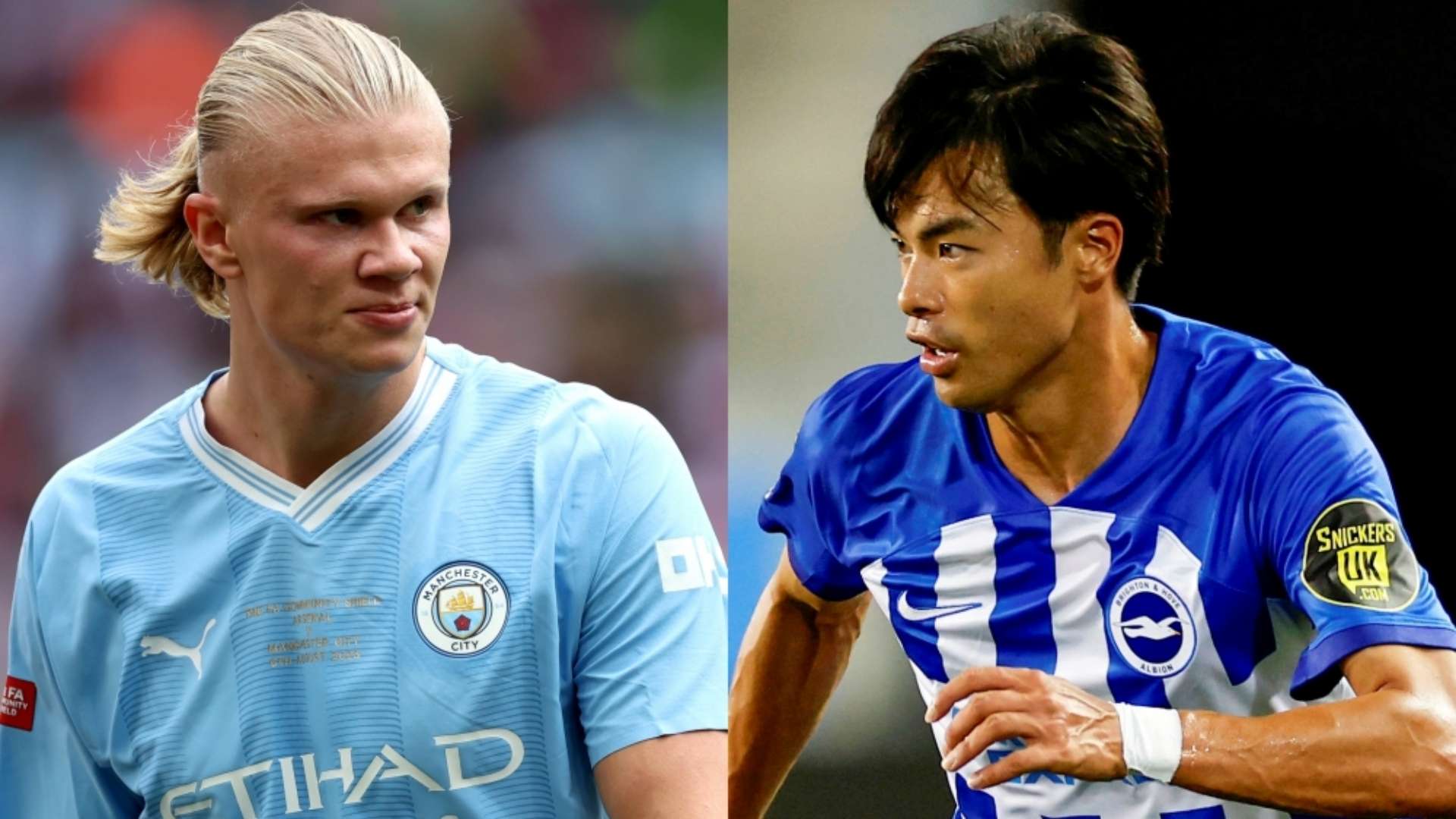 Erling Haaland Man City Kaoru Mitoma Brighton