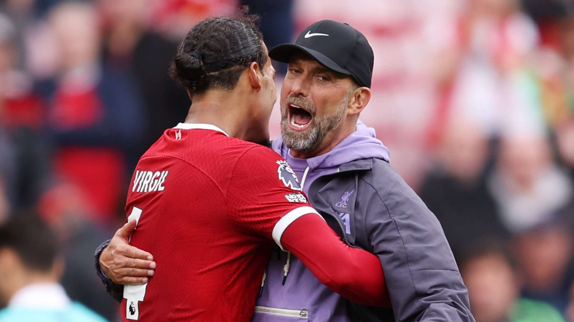 Virgil van Dijk Jurgen Klopp Liverpool 2023-24