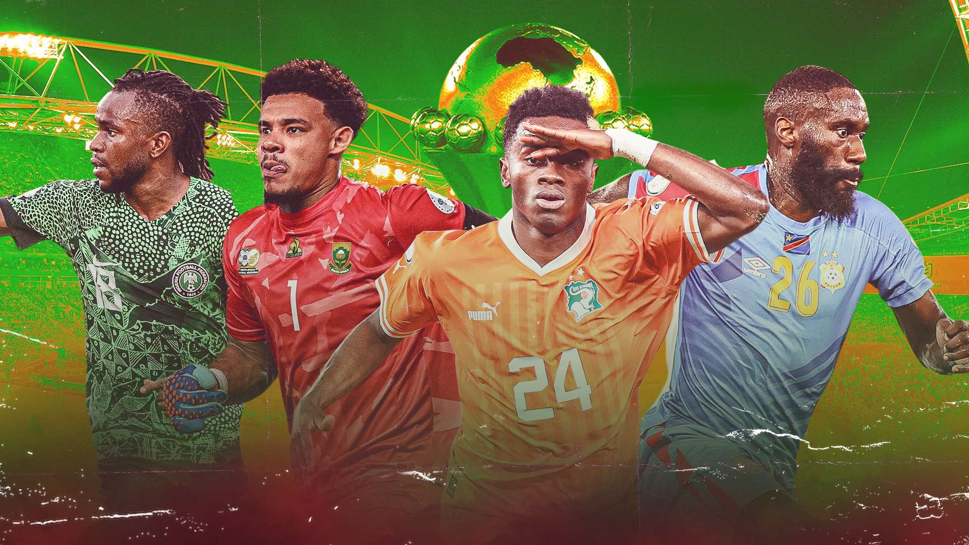 Nigeria - Ademola Lookman  DR Congo - Arthur Masuaka  Ivory Coast - Simon Adingra  South Africa - Ronwen Williams