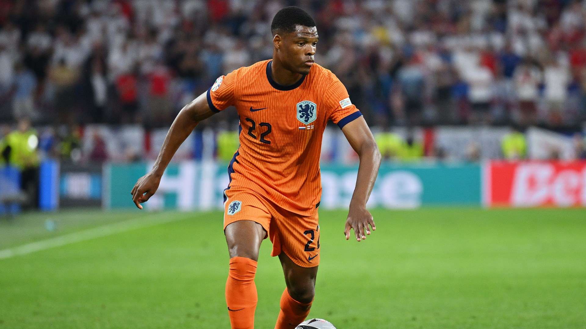 Denzel Dumfries of the Netherlands