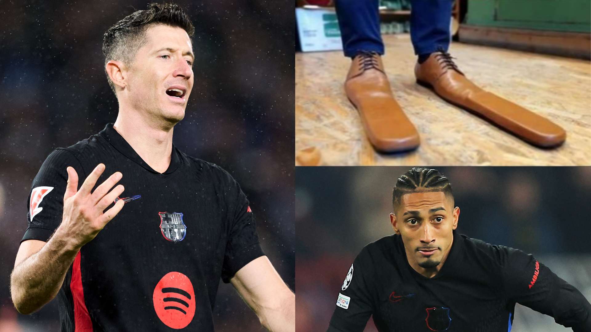 Robert Lewandowski clown shoes Raphinha Barcelona 2024-25